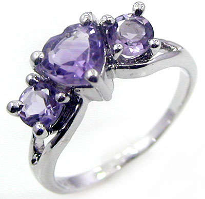 Solid 925 Sterling Silver Genuine Amethyst ring